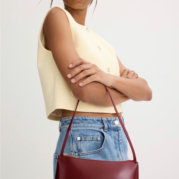 Mansur Gavriel Burgundy Leather Shoulder Bag - Picture 2 of 8